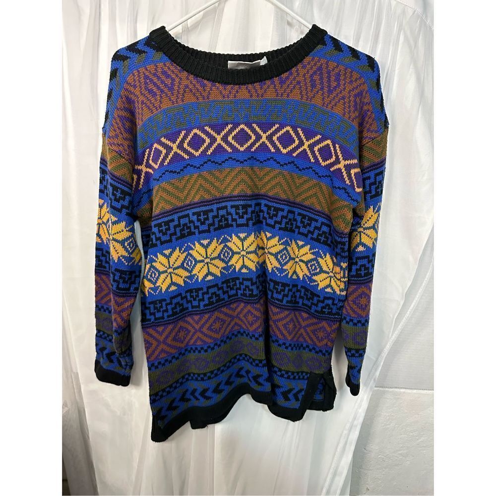 Vintage 90s Rafaella Knit Sweater Size Colorful Long Sleeve